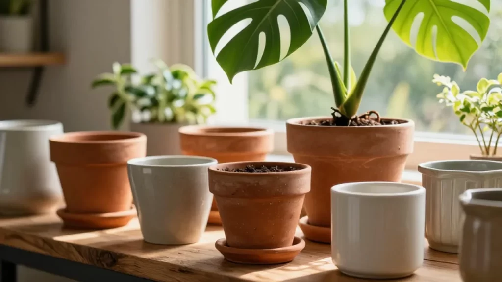 Variedad de macetas de terracota